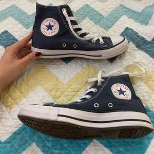Navy High Top Converse - Size 7 Woman - WORN ONCE